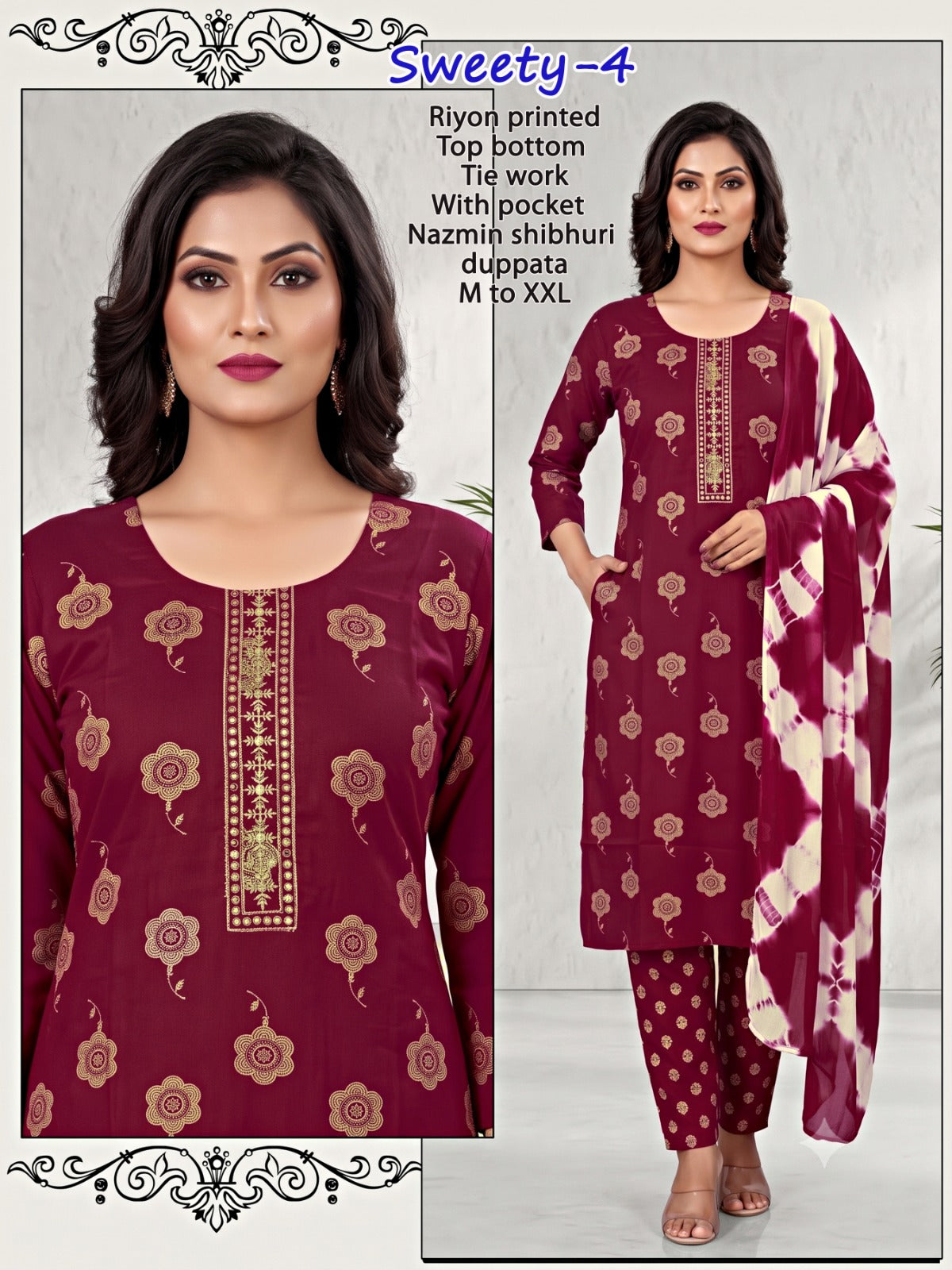 Sweety Infinity Rayon Readymade Pant Style Suits Supplier India