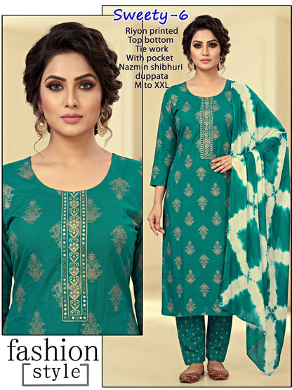 Sweety Infinity Rayon Readymade Pant Style Suits Supplier India