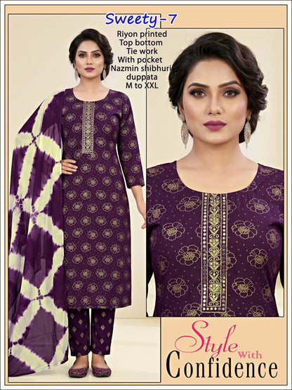 Sweety Infinity Rayon Readymade Pant Style Suits Supplier India