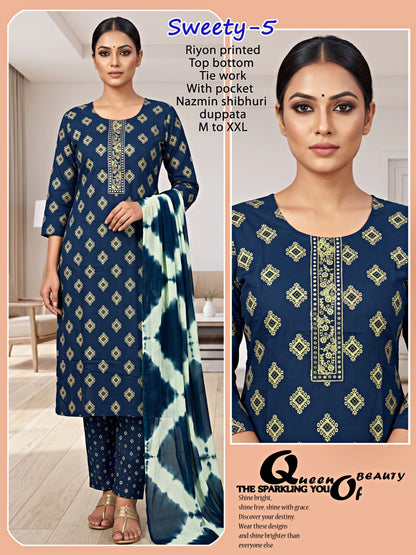 Sweety Infinity Rayon Readymade Pant Style Suits Supplier India