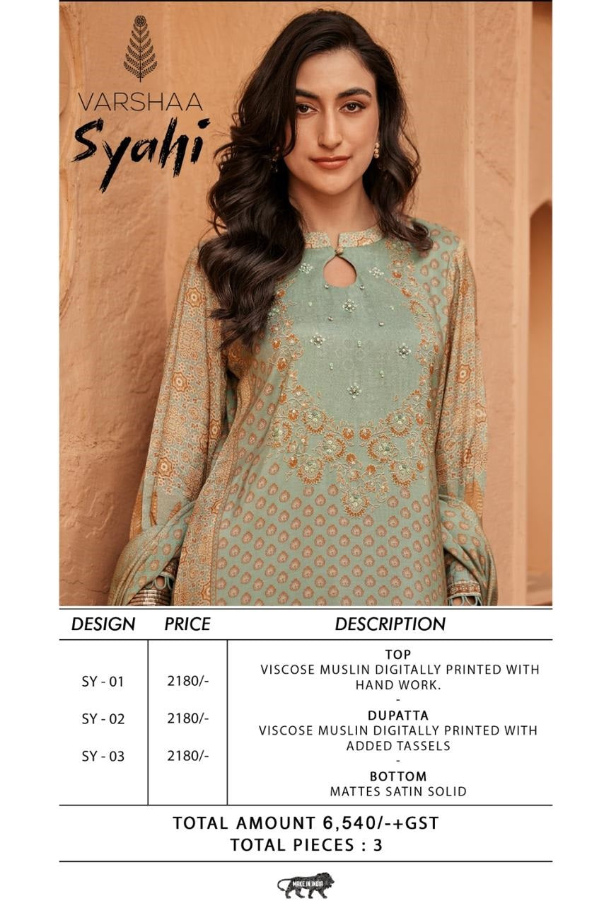 Syahi Varshaa Viscose Muslin Pant Style Suits Supplier Gujarat