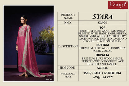 Syara 3970 Ganga Pashmina Suits Manufacturer Gujarat