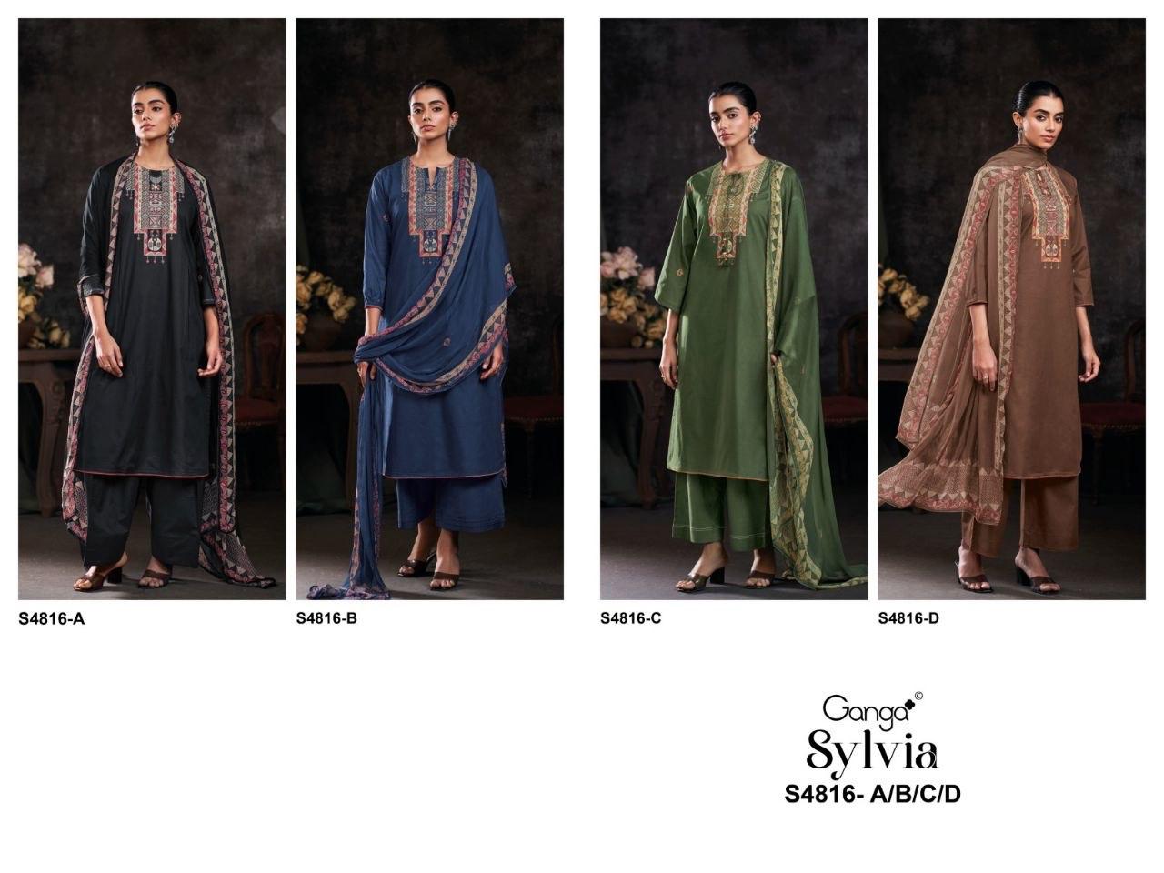 Sylvia S4816 Ganga Cotton Pant Style Suits Wholesale Price