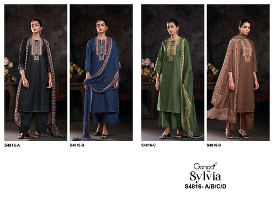 Sylvia S4816 Ganga Cotton Pant Style Suits Wholesale Price