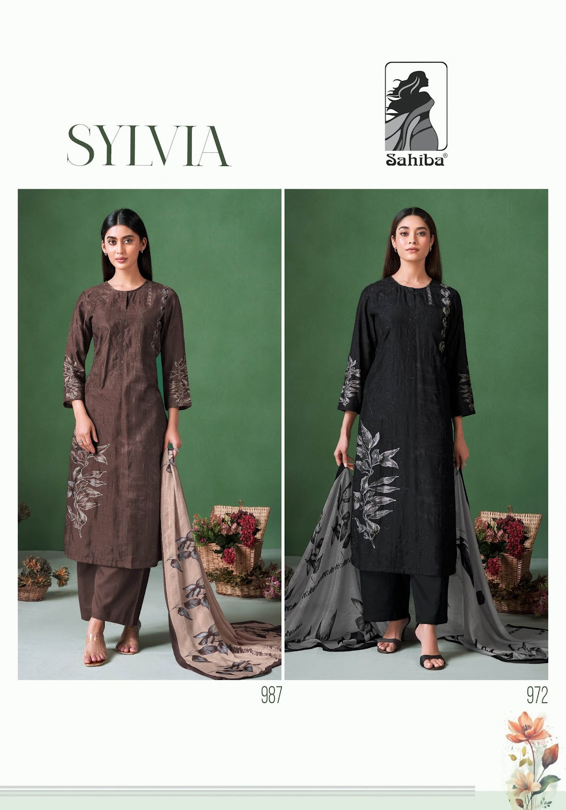 Sylvia Sahiba Muslin Silk Pant Style Suits Supplier Ahmedabad