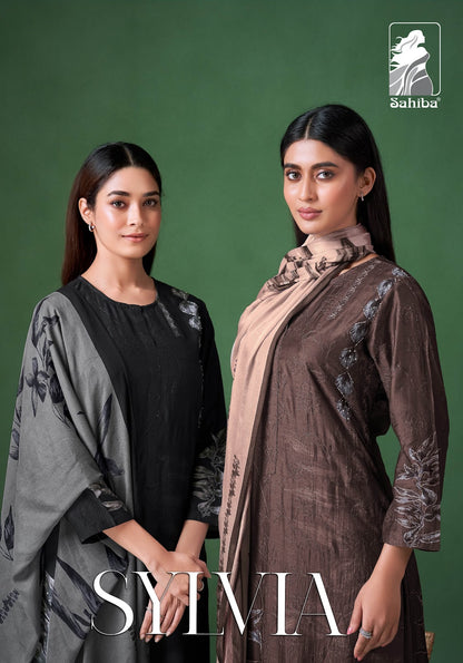 Sylvia Sahiba Muslin Silk Pant Style Suits Supplier Ahmedabad