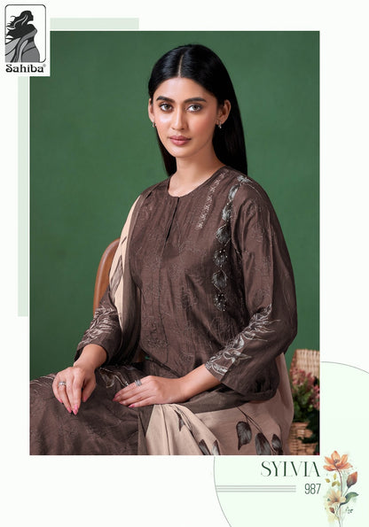Sylvia Sahiba Muslin Silk Pant Style Suits Supplier Ahmedabad
