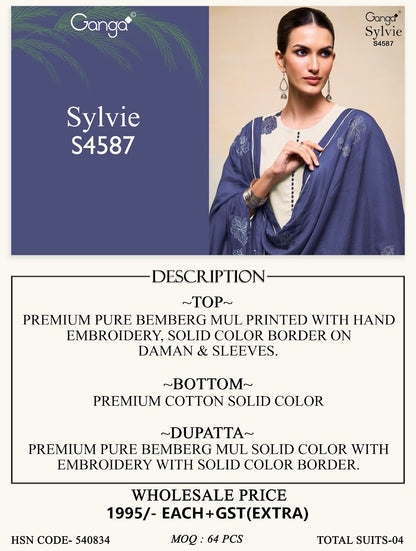 Sylvie 4587 Ganga Bemberg Pant Style Suits Wholesale