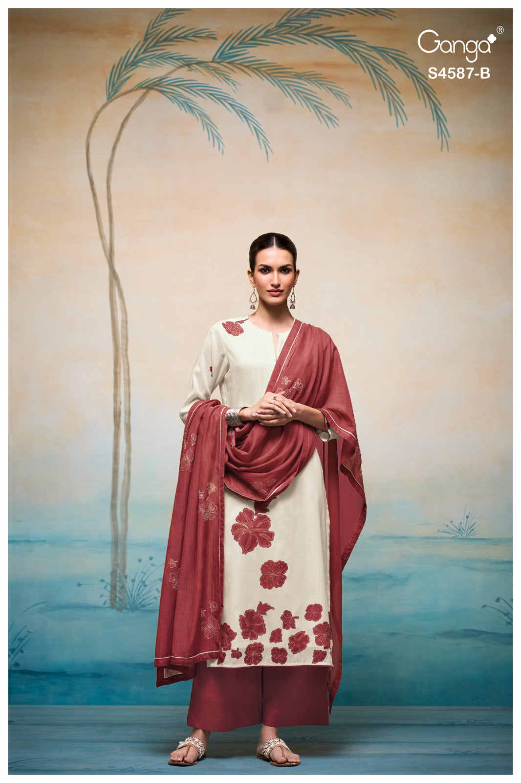 Sylvie 4587 Ganga Bemberg Pant Style Suits Wholesale