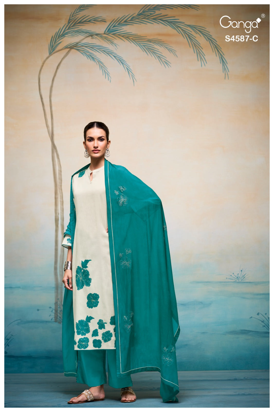 Sylvie 4587 Ganga Bemberg Pant Style Suits Wholesale