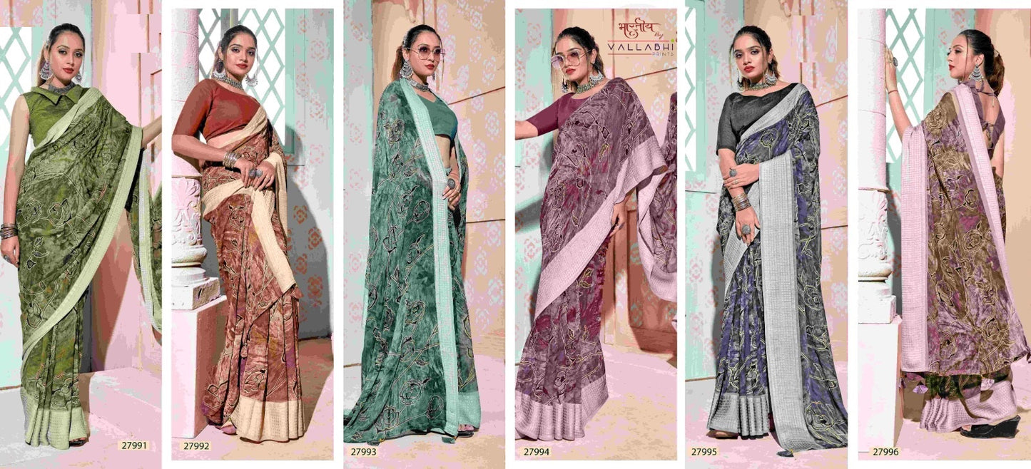 Symphony Vol 3 Vallabhi Prints Georgette Sarees Wholesale