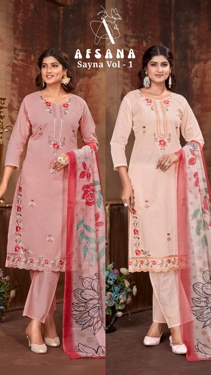 Syna 4097 Afsana Cotton Readymade Pant Style Suits Exporter Ahmedabad