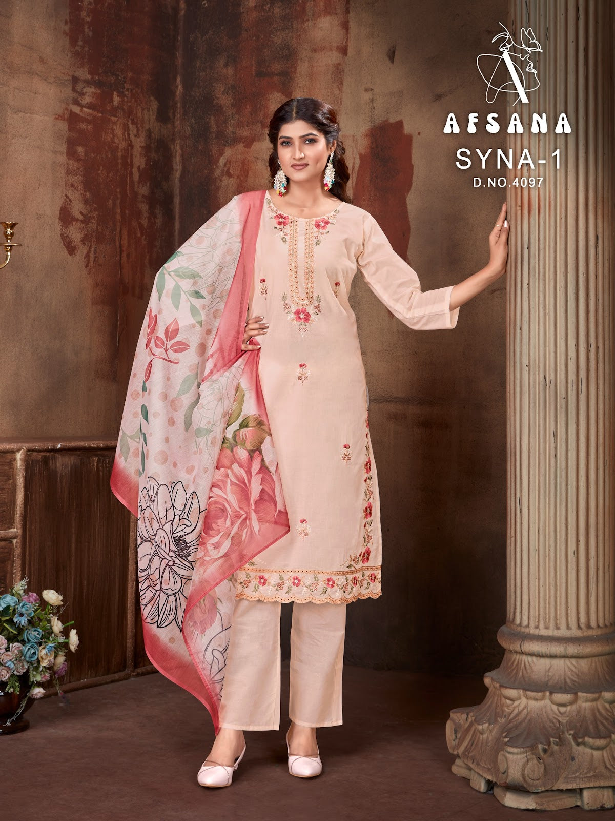 Syna 4097 Afsana Cotton Readymade Pant Style Suits Exporter Ahmedabad