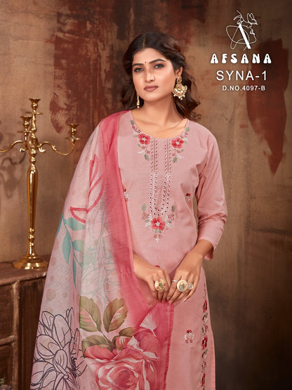 Syna 4097 Afsana Cotton Readymade Pant Style Suits Exporter Ahmedabad