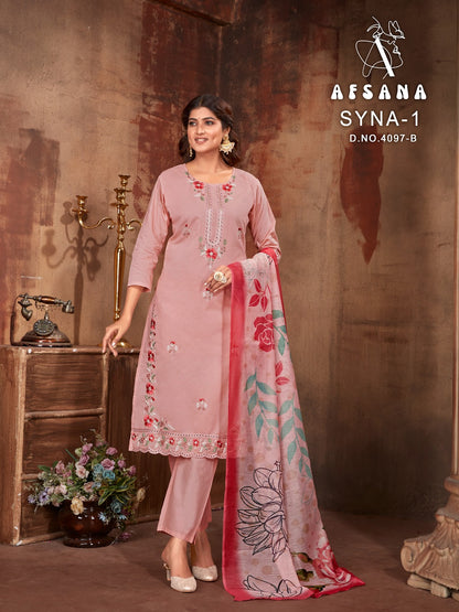 Syna 4097 Afsana Cotton Readymade Pant Style Suits Exporter Ahmedabad