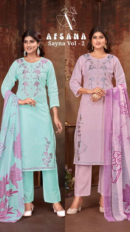 Syna Vol 2 4098 Afsana Cotton Readymade Pant Style Suits Wholesaler Gujarat