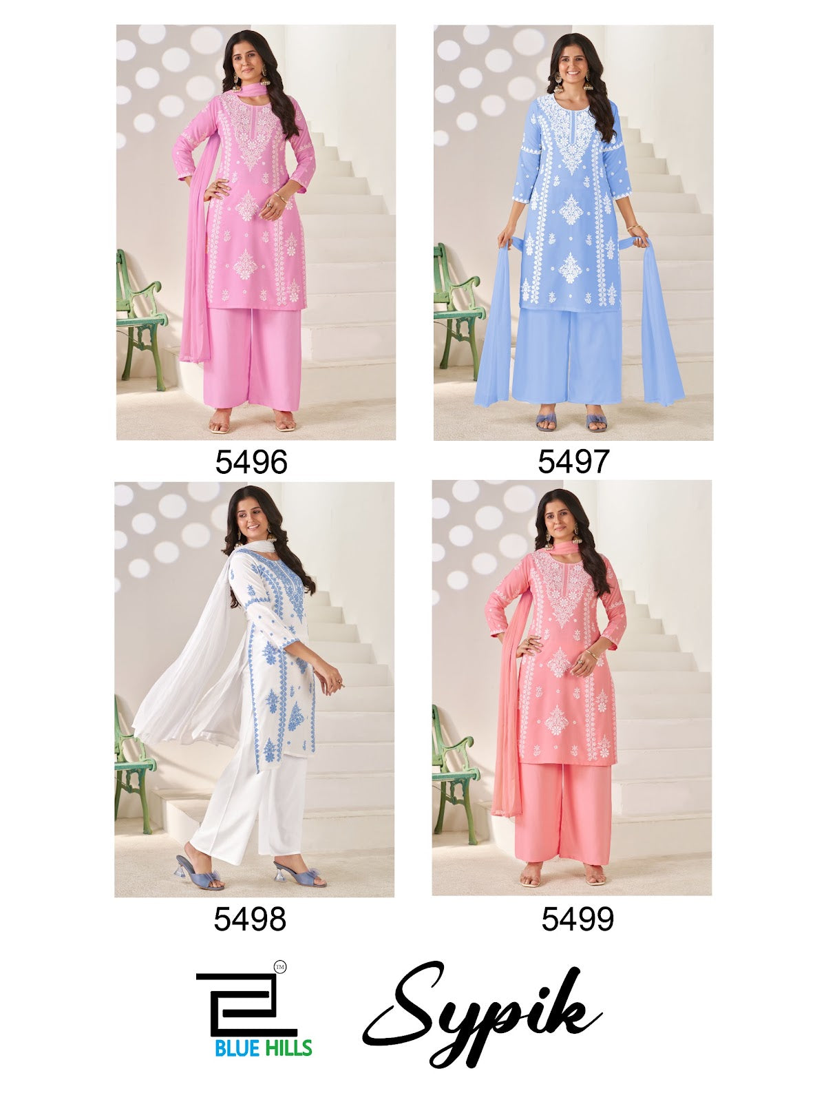 Sypik Blue Hills Rayon 14Kg Readymade Plazzo Style Suits Exporter Gujarat