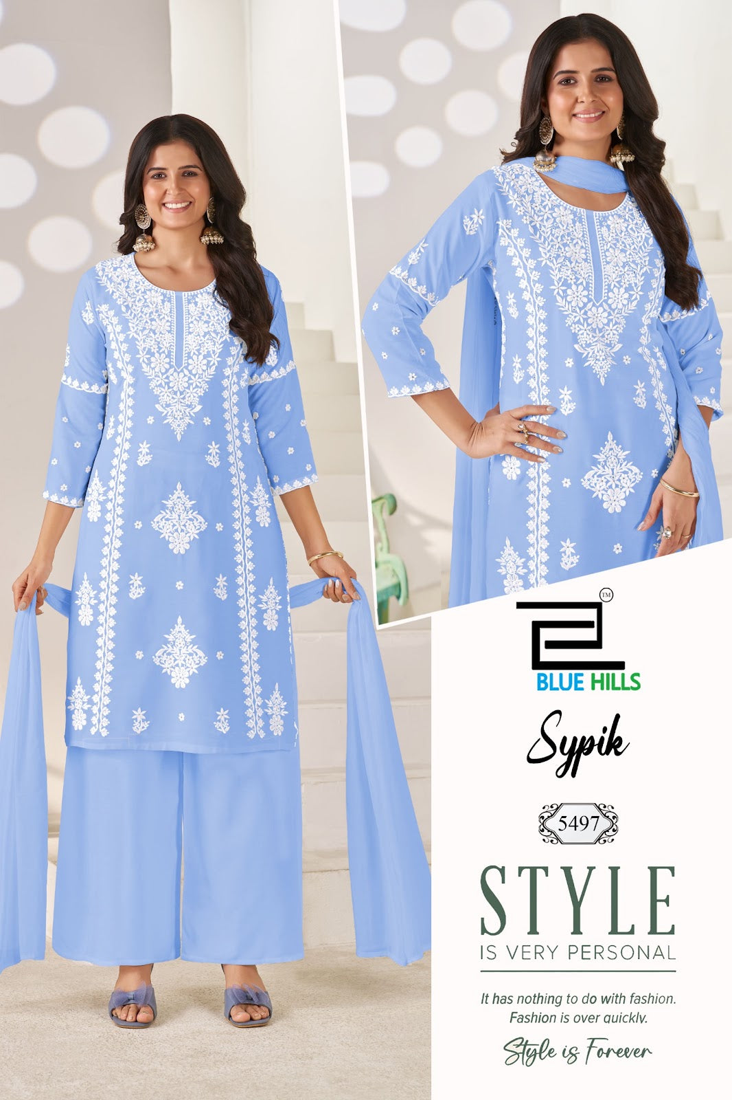 Sypik Blue Hills Rayon 14Kg Readymade Plazzo Style Suits Exporter Gujarat