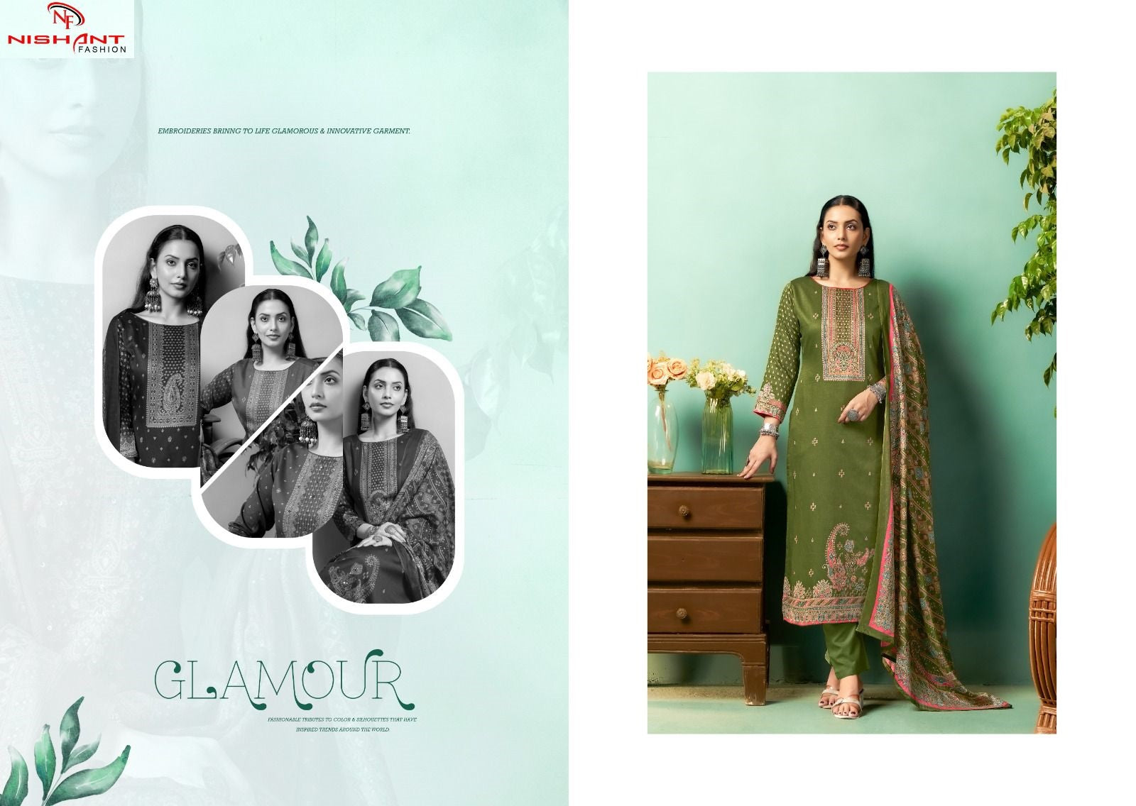 Syraa Nishant Fashion Jam Silk Pant Style Suits Wholesaler