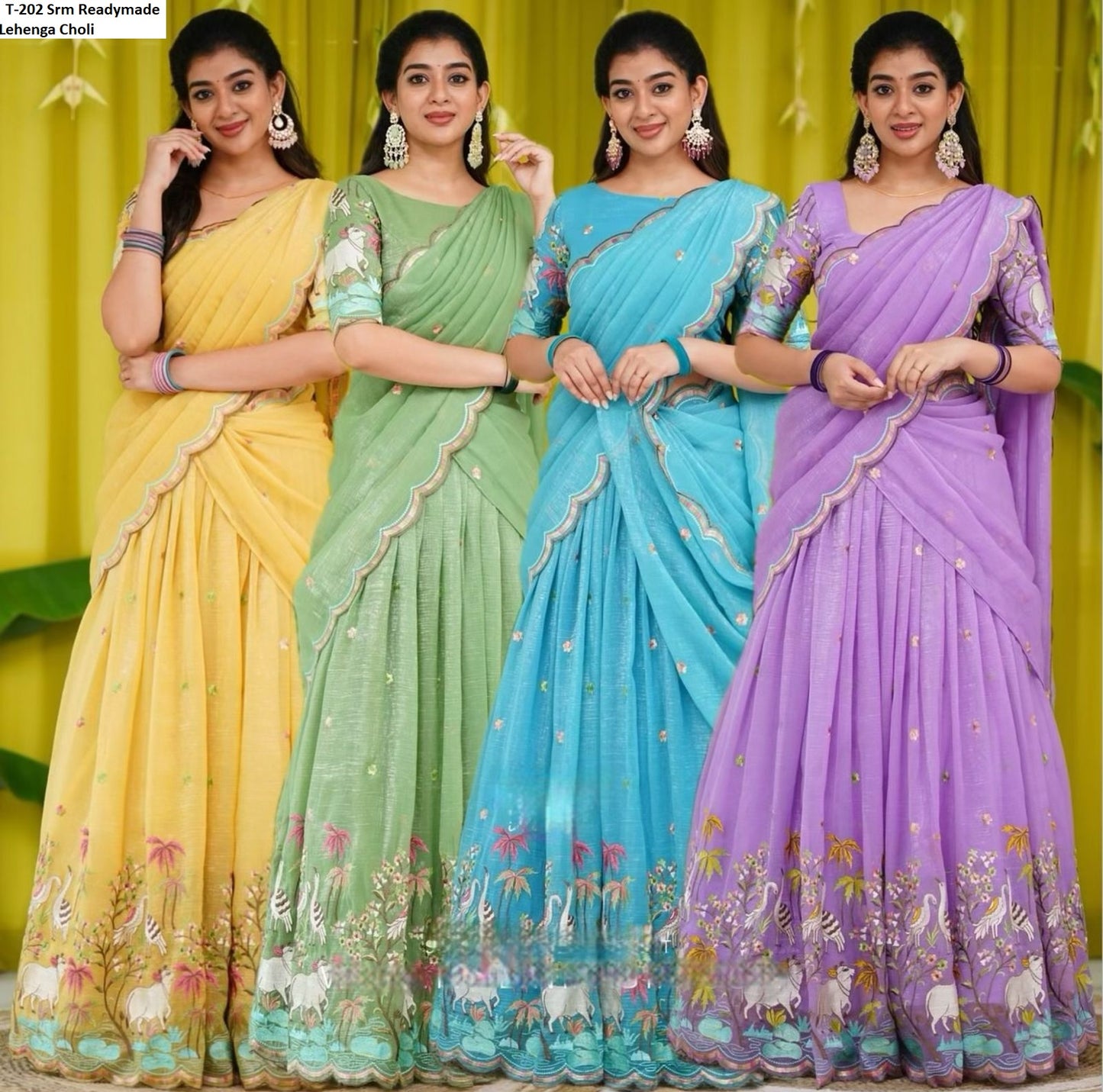 T-202 Srm Chinon Readymade Lehenga Choli Wholesale Price