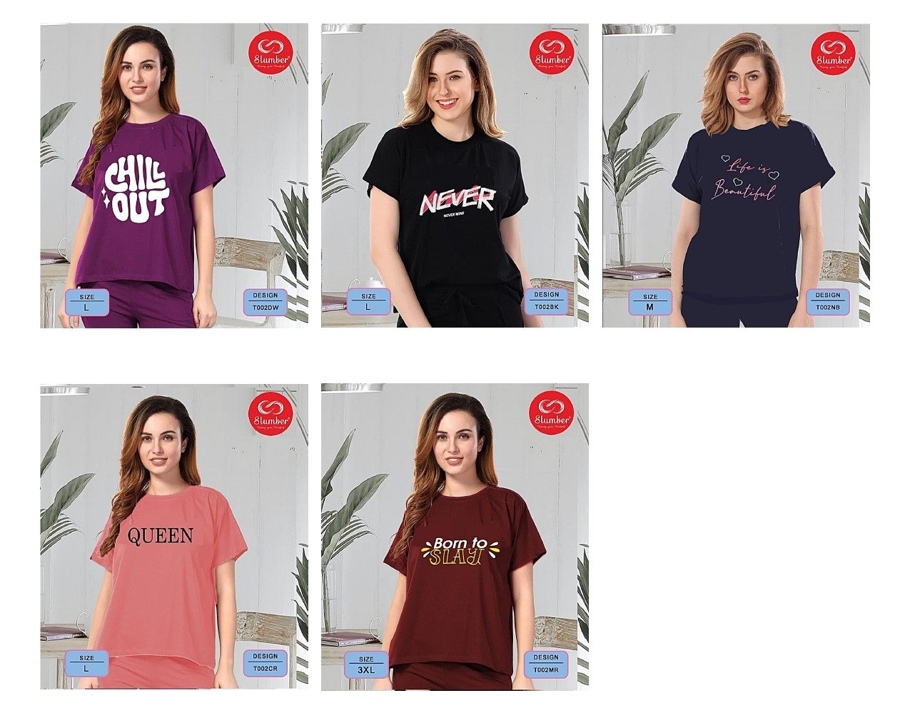 T002 Slumber Lycra Women Tshirt Supplier Ahmedabad