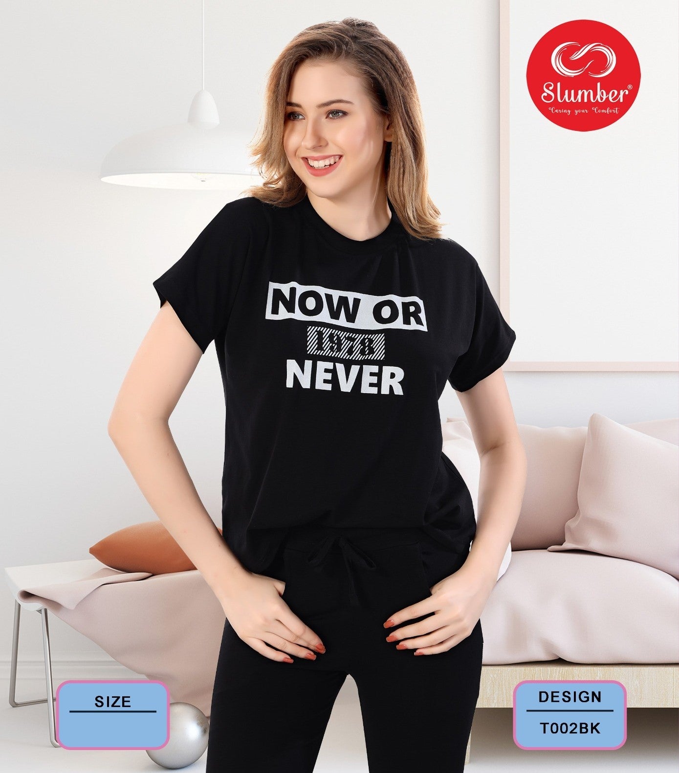 T002 Slumber Cotton Lycra Women Tshirt Manufacturer