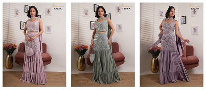 T302Abc Amoha Lycra Indo Western Pair Supplier Ahmedabad