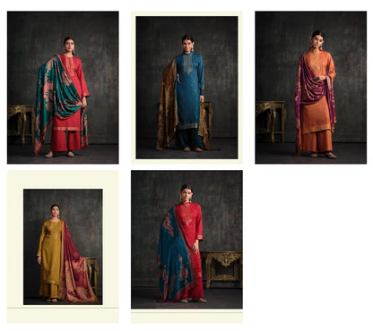 Taanvi Varsha Fashions Woven Silk Pashmina Suits Manufacturer India