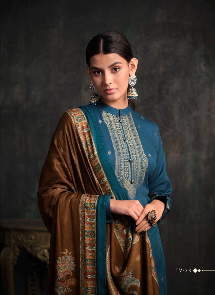 Taanvi Varsha Fashions Woven Silk Pashmina Suits Manufacturer India
