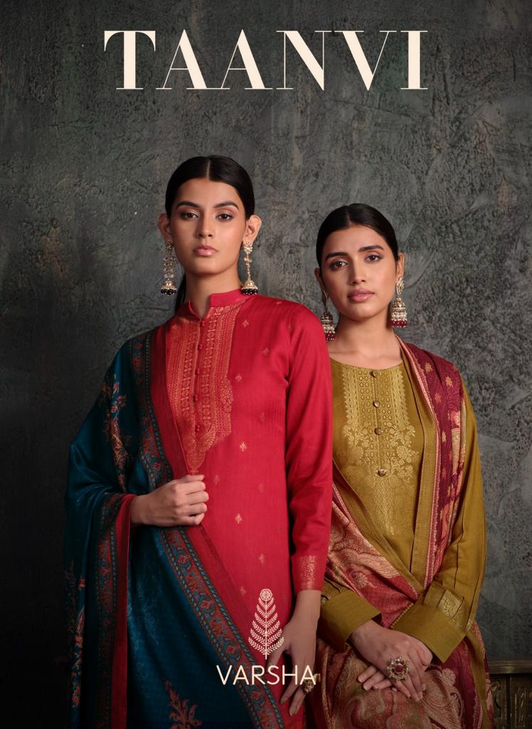 Taanvi Varsha Fashions Woven Silk Pashmina Suits Manufacturer India