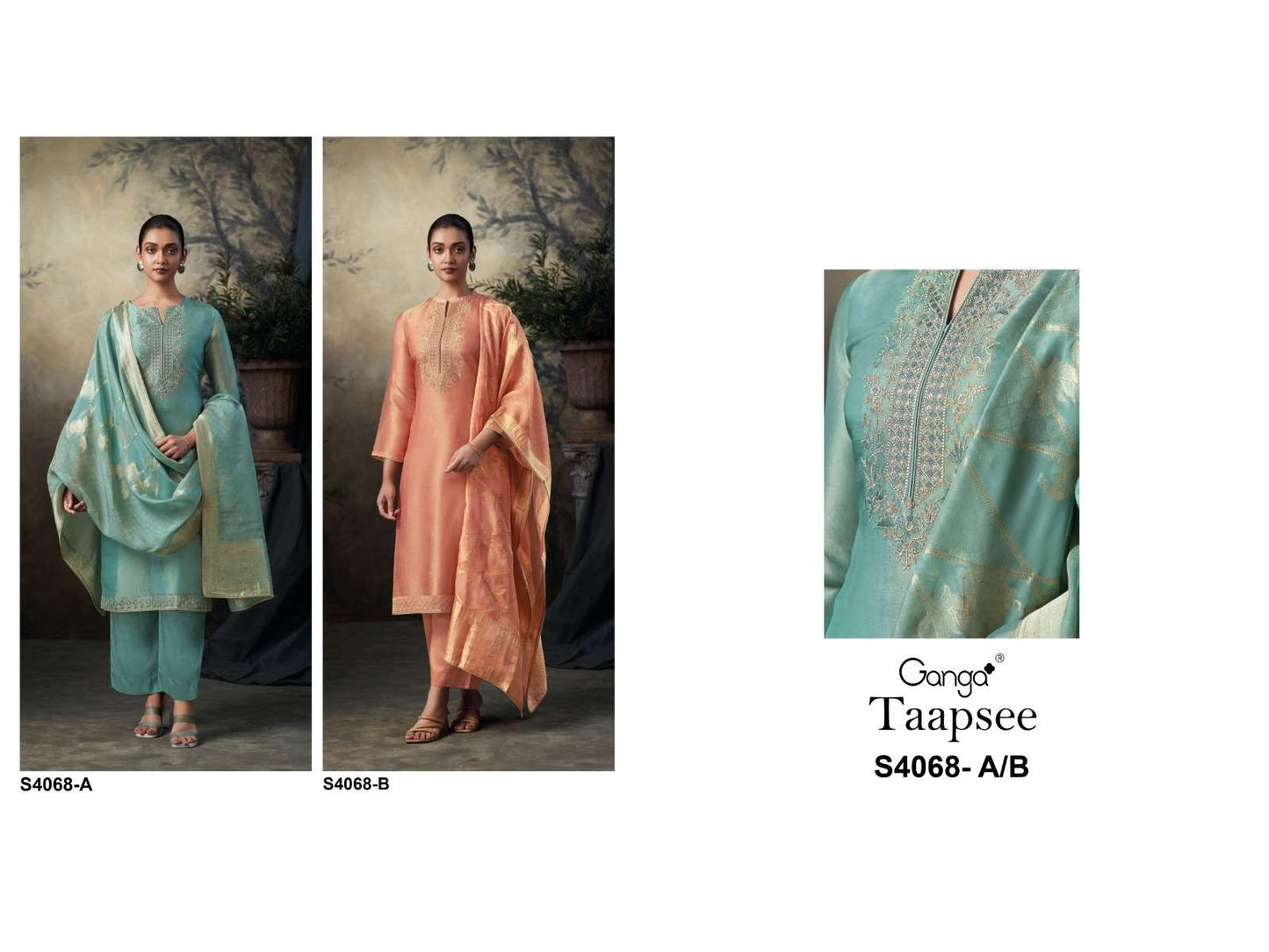 Taapsee 4068 Ganga Premium Bemberg Plazzo Style Suits Manufacturer India