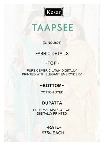Taapsee Kesar Cambric Pant Style Suits Supplier