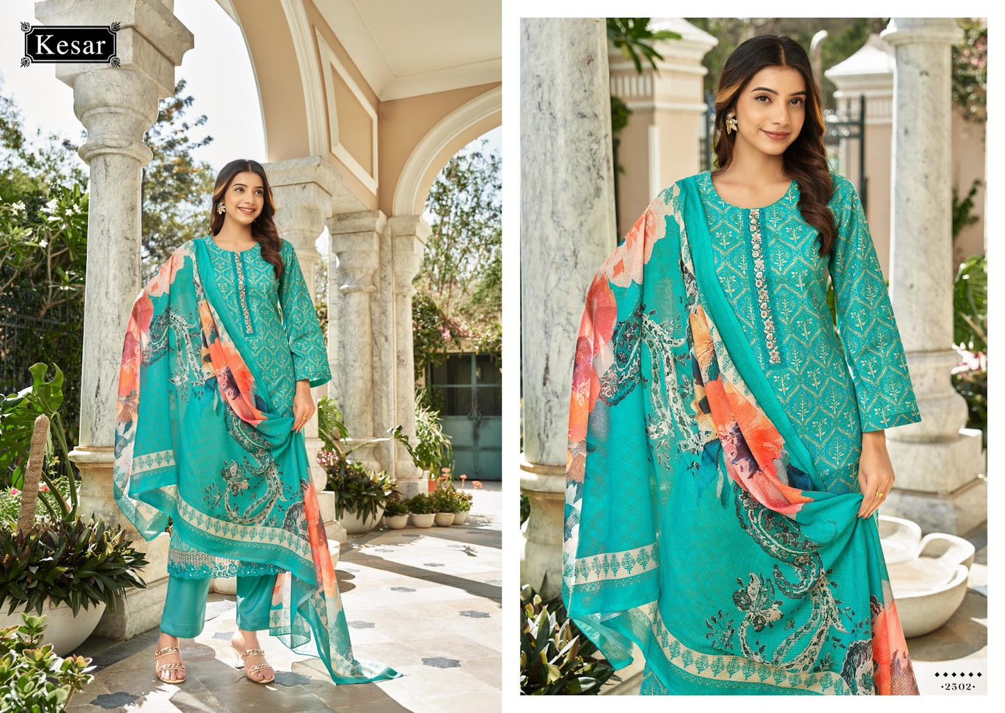 Taapsee Kesar Cambric Pant Style Suits Supplier