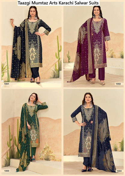 Taazgi Mumtaz Arts Viscose Jam Karachi Salwar Suits Supplier Gujarat