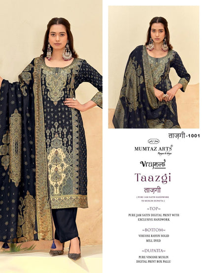 Taazgi Mumtaz Arts Viscose Jam Karachi Salwar Suits Supplier Gujarat