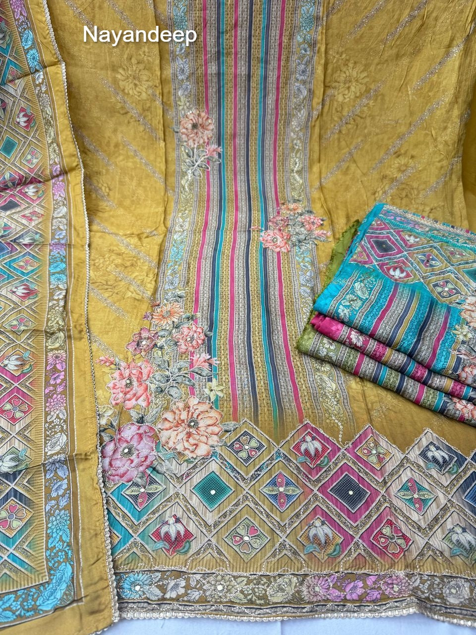 Taazo 260325 Nayandeep Viscose Muslin Salwar Suits Wholesaler Ahmedabad