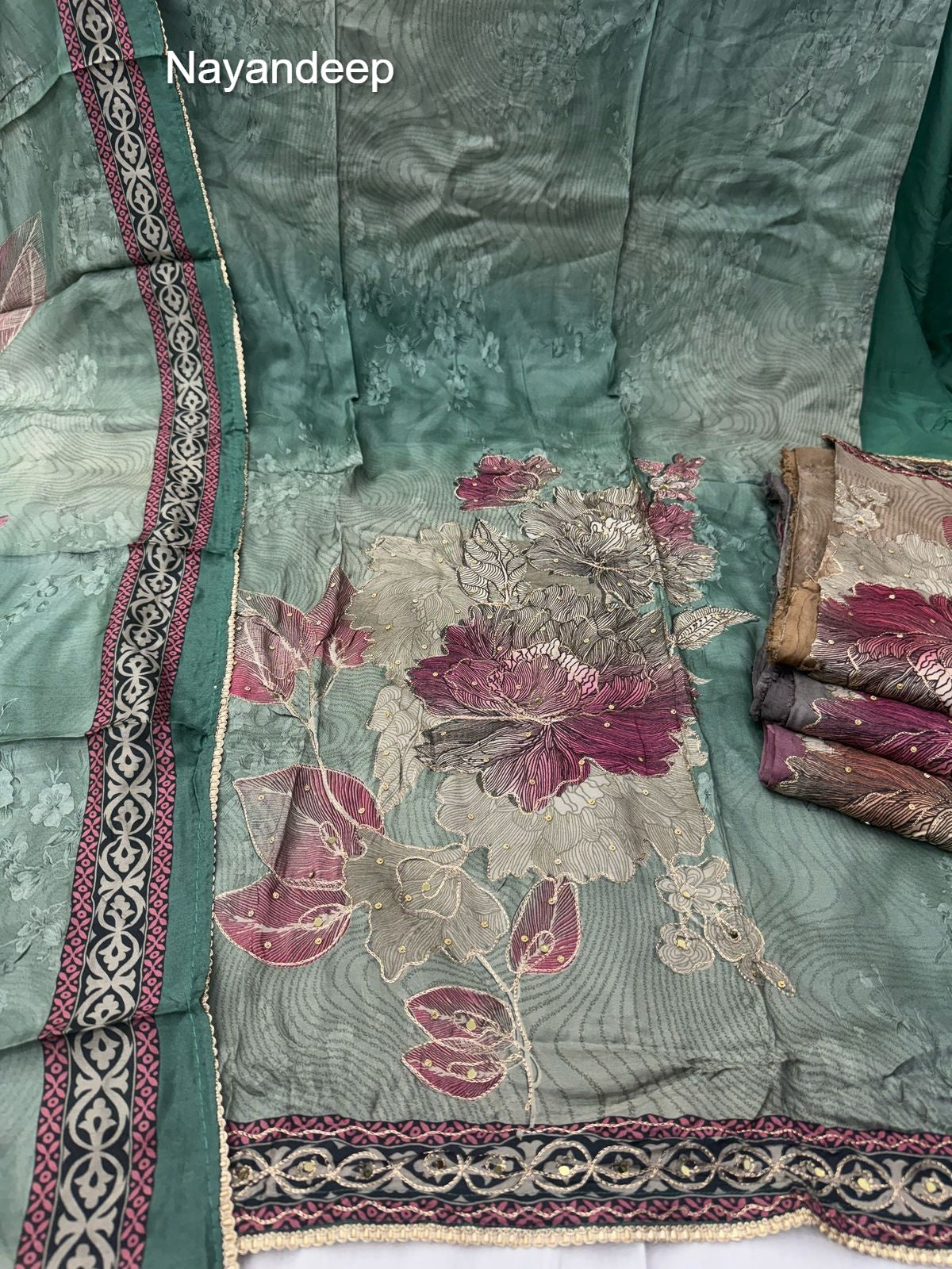 Taazo 260325 Nayandeep Viscose Muslin Salwar Suits Wholesaler Ahmedabad