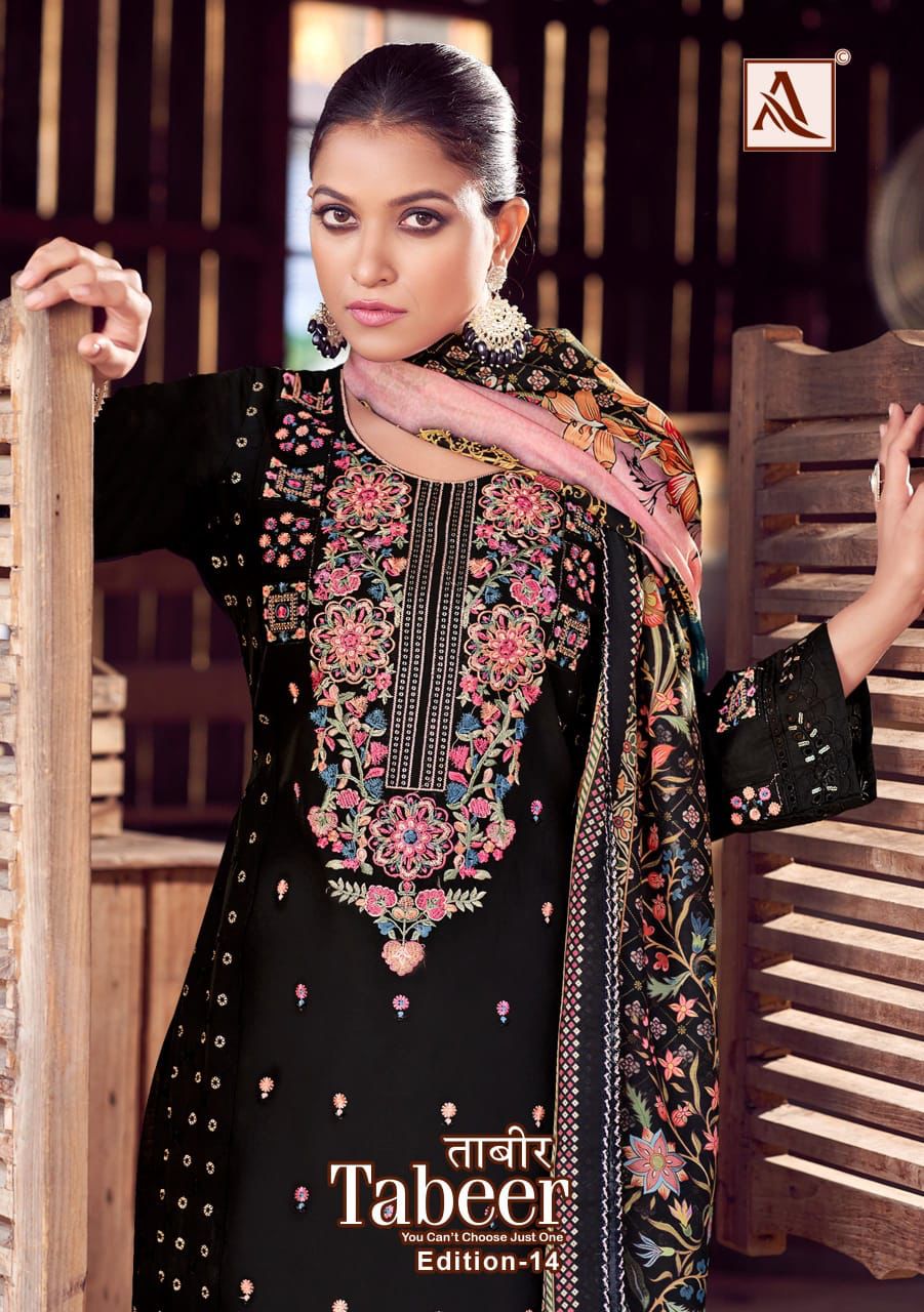 Tabeer Edition 14 Alok Pure Lawn Karachi Salwar Suits Manufacturer India