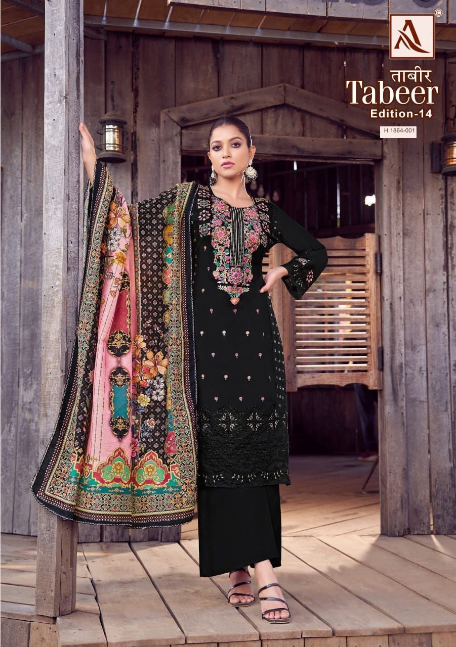 Tabeer Edition 14 Alok Pure Lawn Karachi Salwar Suits Manufacturer India