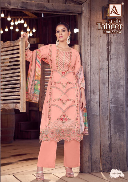 Tabeer Edition 14 Alok Pure Lawn Karachi Salwar Suits Manufacturer India