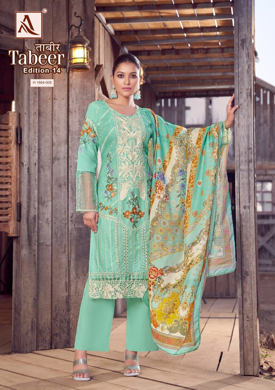 Tabeer Edition 14 Alok Pure Lawn Karachi Salwar Suits Manufacturer India