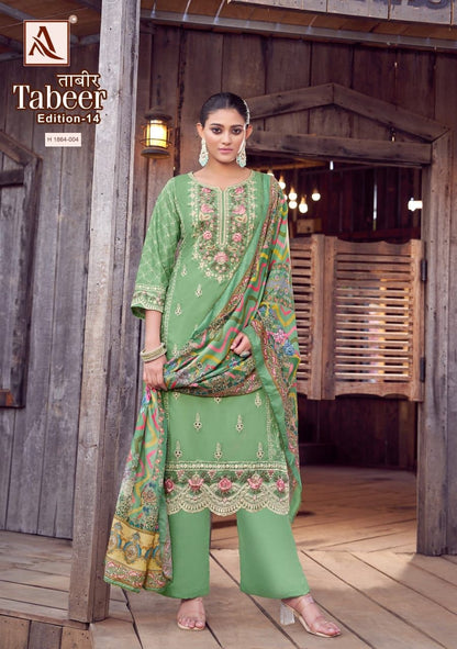 Tabeer Edition 14 Alok Pure Lawn Karachi Salwar Suits Manufacturer India