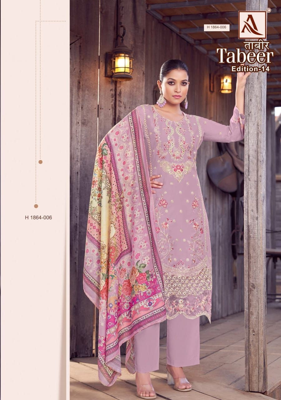 Tabeer Edition 14 Alok Pure Lawn Karachi Salwar Suits Manufacturer India