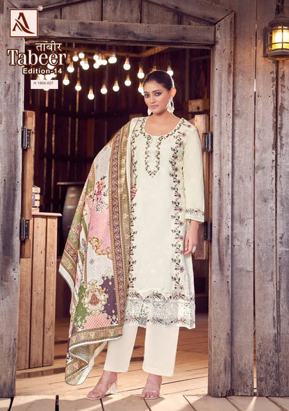 Tabeer Edition 14 Alok Pure Lawn Karachi Salwar Suits Manufacturer India