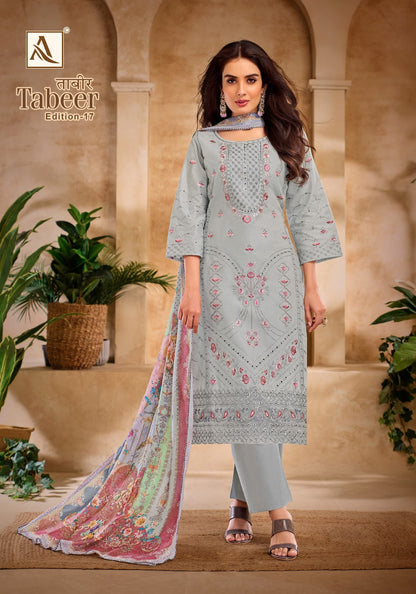 Tabeer Edition 17 Alok Cambric Lawn Karachi Salwar Suits Wholesale Price