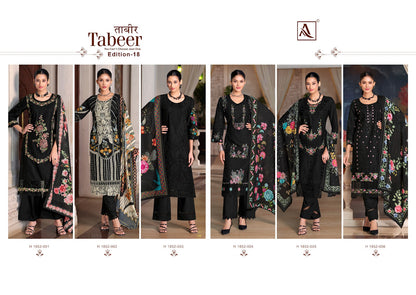 Tabeer Edition 18 Black Special Alok Cambric Lawn Karachi Salwar Suits Exporter Ahmedabad