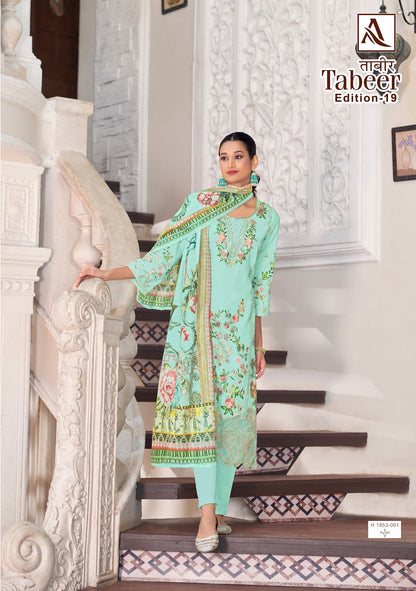 Tabeer Edition 19 Alok Cambric Lawn Karachi Salwar Suits Exporter Ahmedabad