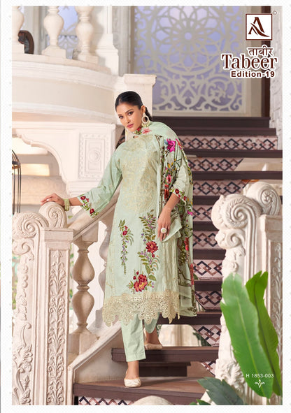 Tabeer Edition 19 Alok Cambric Lawn Karachi Salwar Suits Exporter Ahmedabad