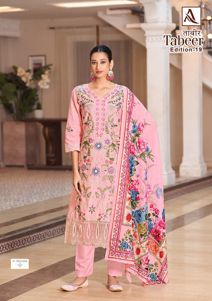 Tabeer Edition 19 Alok Cambric Lawn Karachi Salwar Suits Exporter Ahmedabad