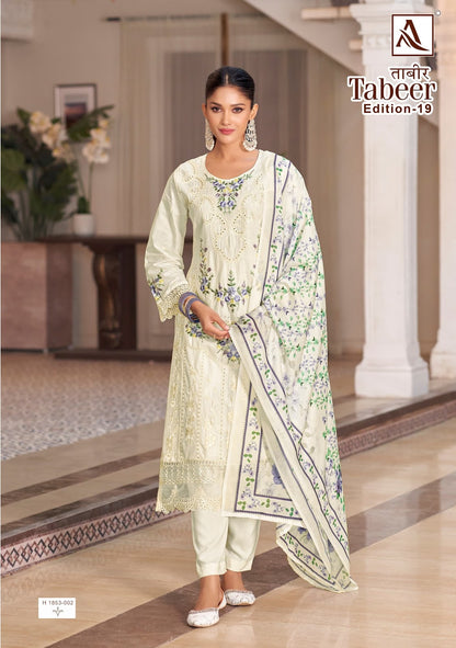Tabeer Edition 19 Alok Cambric Lawn Karachi Salwar Suits Exporter Ahmedabad
